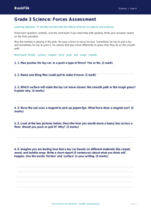 Free Forces Assessment | Grade 3 | Science | BookFlik