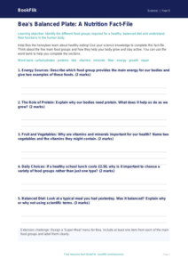 Free Nutrition Template | Grade 4 | Science | BookFlik