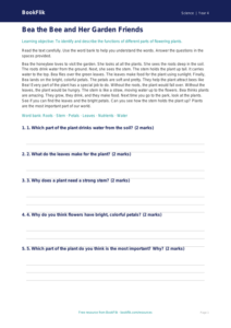Free Plants Comprehension | Grade 3 | Science | BookFlik