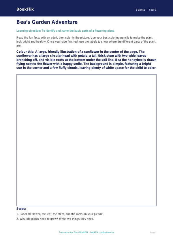 Free Plants Colouring Page | Kindergarten | Science | BookFlik worksheet preview — Science Plants