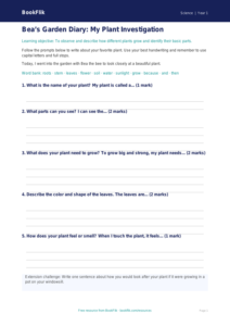 Free Plants Writing Frame | Kindergarten | Science | BookFlik