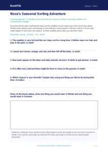 Free Seasonal Changes Activity Sheet | Kindergarten | Science | BookFlik
