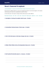 Free Seasonal Changes Writing Frame | Kindergarten | Science | BookFlik
