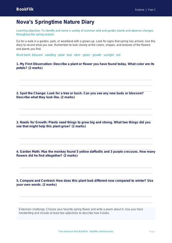 Free Spring Science Template | Kindergarten | Science | BookFlik worksheet preview — Science Spring Science