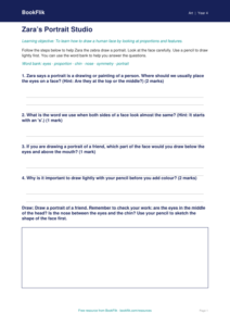 Free Portraits Worksheet | Year 4 | Art | BookFlik