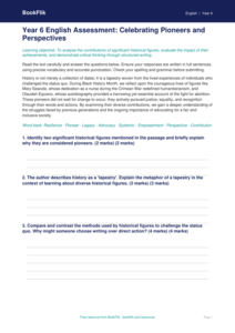Black History Month Assessment Year 6 | English | Australian Curriculum