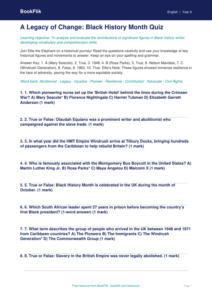 Black History Month Quiz for Year 6 | Australian Curriculum English