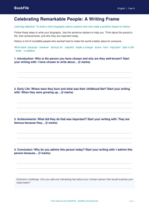 Free Black History Month Writing Frame | Year 6 | English | BookFlik