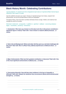 Black History Month Writing Frame | Year 6 History | Australian Curriculum