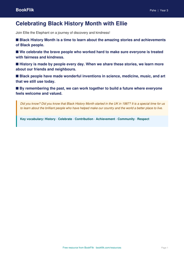 Free Black History Month Poster | Year 3 | HASS / Personal Development | BookFlik worksheet preview — Pshe Black History Month