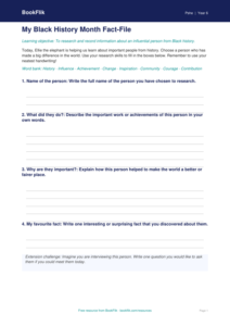 Free Black History Month Template | Year 6 | HASS / Personal Development | BookFlik