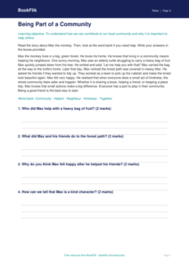 Free Community Comprehension | Year 4 | HASS / Personal Development | BookFlik
