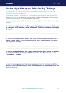 Bonfire Night History Activity Sheet | Year 6 Religious Education | BookFlik