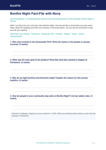 Free Bonfire Night Template | Year 6 | Religious Education | BookFlik