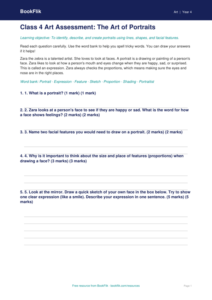 Free Portraits Assessment | Class 4 | Art | BookFlik