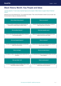 Black History Month Worksheet for Class 6 | CBSE English | BookFlik