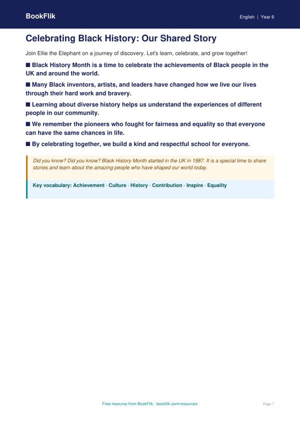 Black History Month Poster Activity for Class 6 | CBSE | BookFlik worksheet preview — English Black History Month