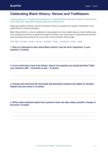 Black History Month Worksheet for Class 6 | CBSE English | BookFlik