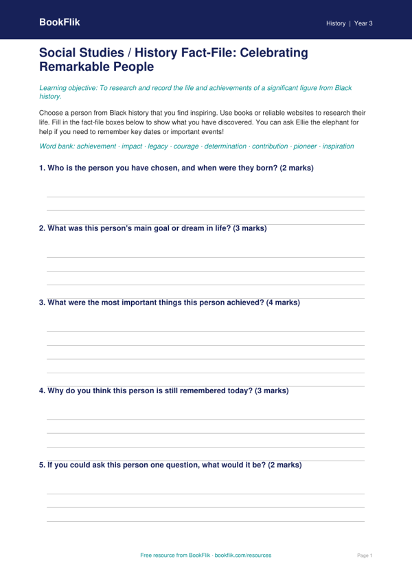 Black History Month Worksheet for Class 3 | CBSE Social Studies worksheet preview — History Black History Month