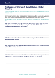 Free Black History Month Activity Sheet | Class 6 | Social Studies / History | BookFlik