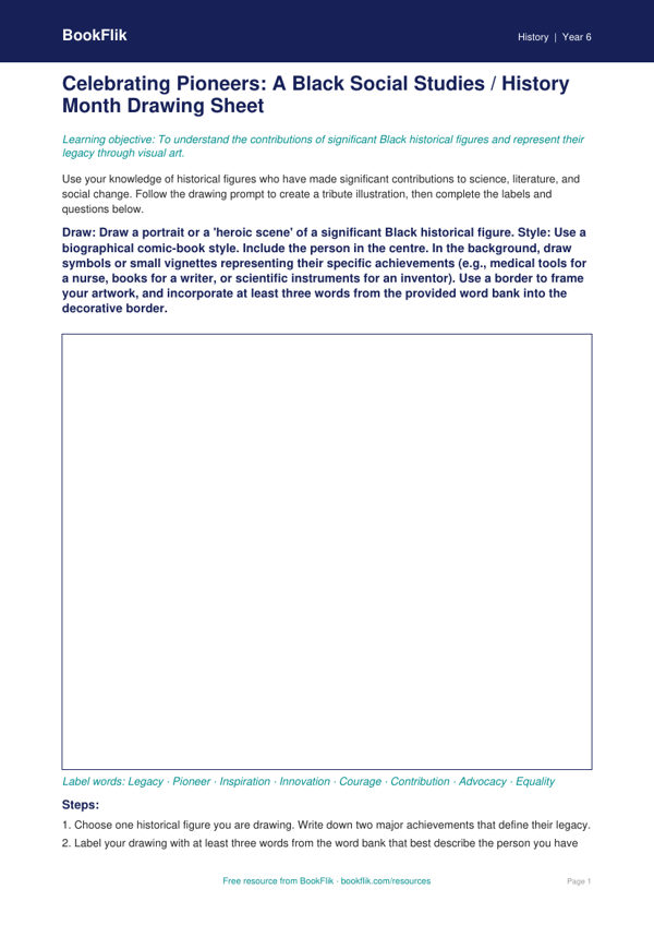 Black History Month Activity Sheet for Class 6 | CBSE Social Studies worksheet preview — History Black History Month