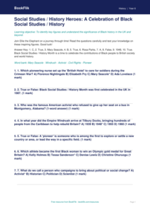 Free Black History Month Quiz | Class 6 | Social Studies / History | BookFlik