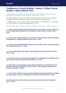 Black History Month Quiz for Class 6 | CBSE Social Studies | BookFlik