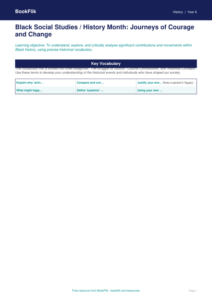 Black History Month Word Mat for Class 6 | CBSE Social Studies Resources