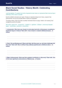 Black History Month Writing Frame for Class 6 | CBSE History Resources