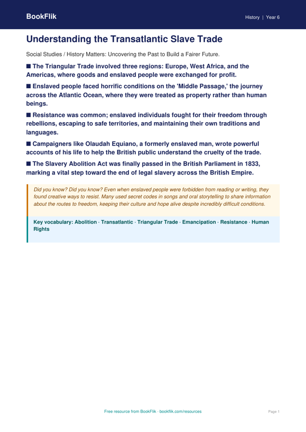 Free Slavery Poster | Class 6 | Social Studies / History | BookFlik