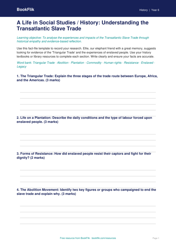 Slavery in Ancient History Worksheet | Class 6 Social Studies | BookFlik