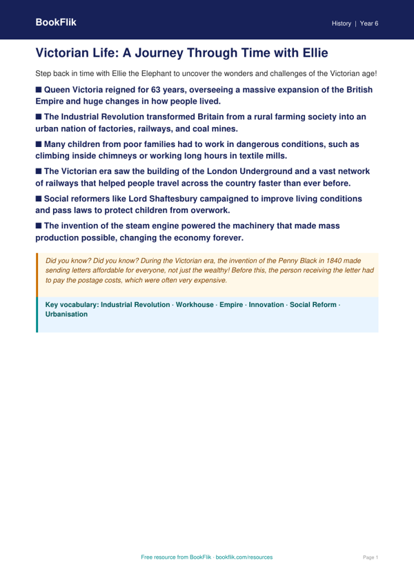 Free Victorians Poster | Class 6 | Social Studies / History | BookFlik