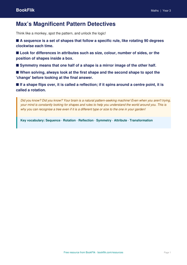 Non-Verbal Reasoning Patterns for Class 3 | CBSE Maths Worksheet worksheet preview — Maths Non Verbal Reasoning