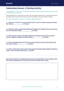 Free Black History Month Activity Sheet | Class 6 | Life Skills | BookFlik