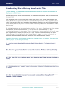 Free Black History Month Comprehension | Class 6 | Life Skills | BookFlik