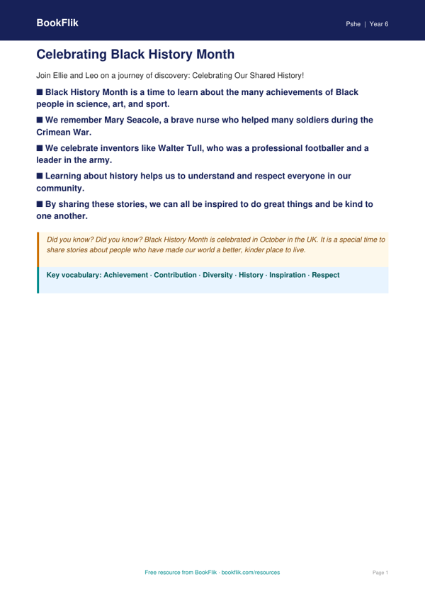 Black History Month Poster Activity for Class 6 | CBSE Life Skills worksheet preview — Pshe Black History Month
