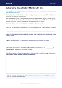 Free Black History Month Worksheet | Class 6 | Life Skills | BookFlik