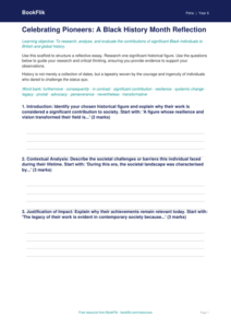 Black History Month Writing Frame | Class 6 Life Skills | BookFlik