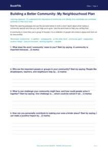 Free Community Writing Frame | Class 4 | Life Skills | BookFlik