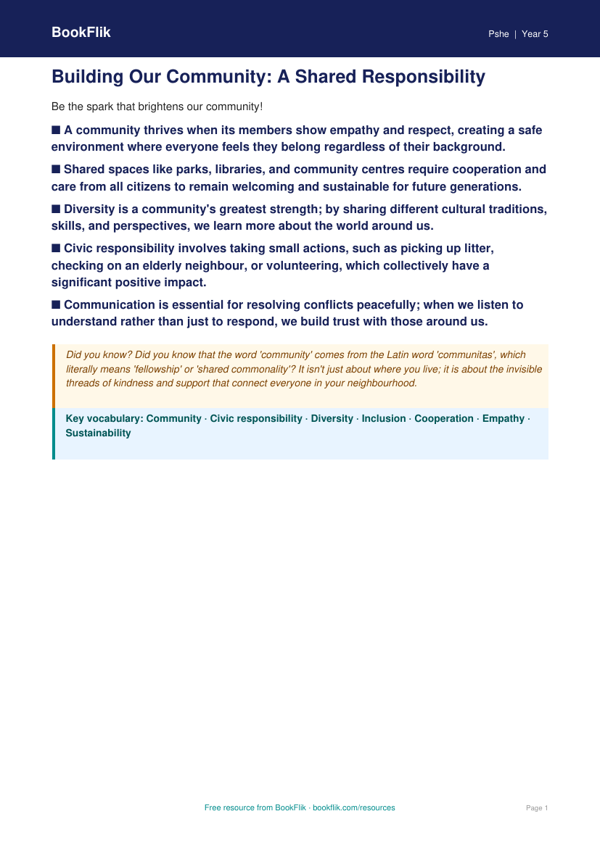 Community Helpers Poster for Class 5 | CBSE Life Skills | BookFlik worksheet preview — Pshe Community