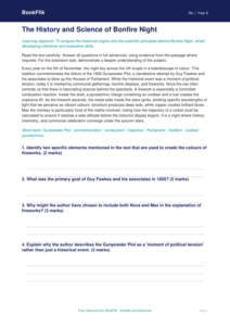 Free Bonfire Night Comprehension | Class 6 | EVS / Moral Education | BookFlik