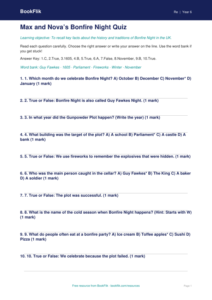 Bonfire Night Quiz for Class 6 | CBSE EVS Worksheet | BookFlik