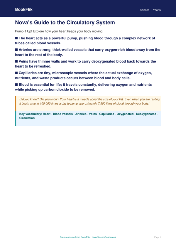 Free Circulatory System Poster | Class 6 | Science | BookFlik