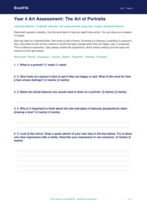 Free Portraits Assessment | Year 4 Supported | BookFlik