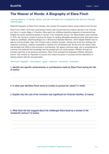Free Biography Comprehension | Year 6 Core | BookFlik