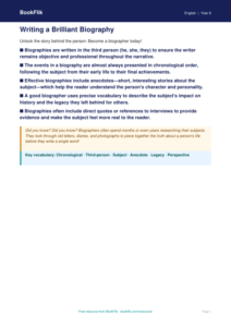 Free Biography Poster | Year 6 Core | BookFlik