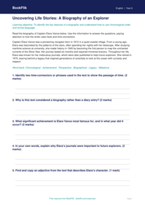 Free Biography Track Sheet | Year 6 Core | BookFlik