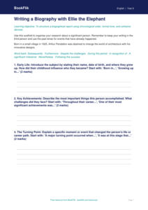Free Biography Writing Frame | Year 6 Core | BookFlik