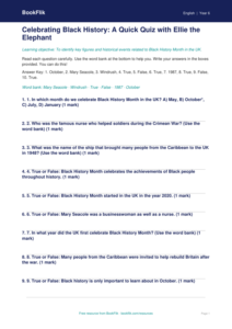 Free Black History Month Quiz | Year 6 Supported | BookFlik