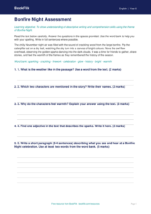 Free Bonfire Night Assessment | Year 6 Supported | BookFlik